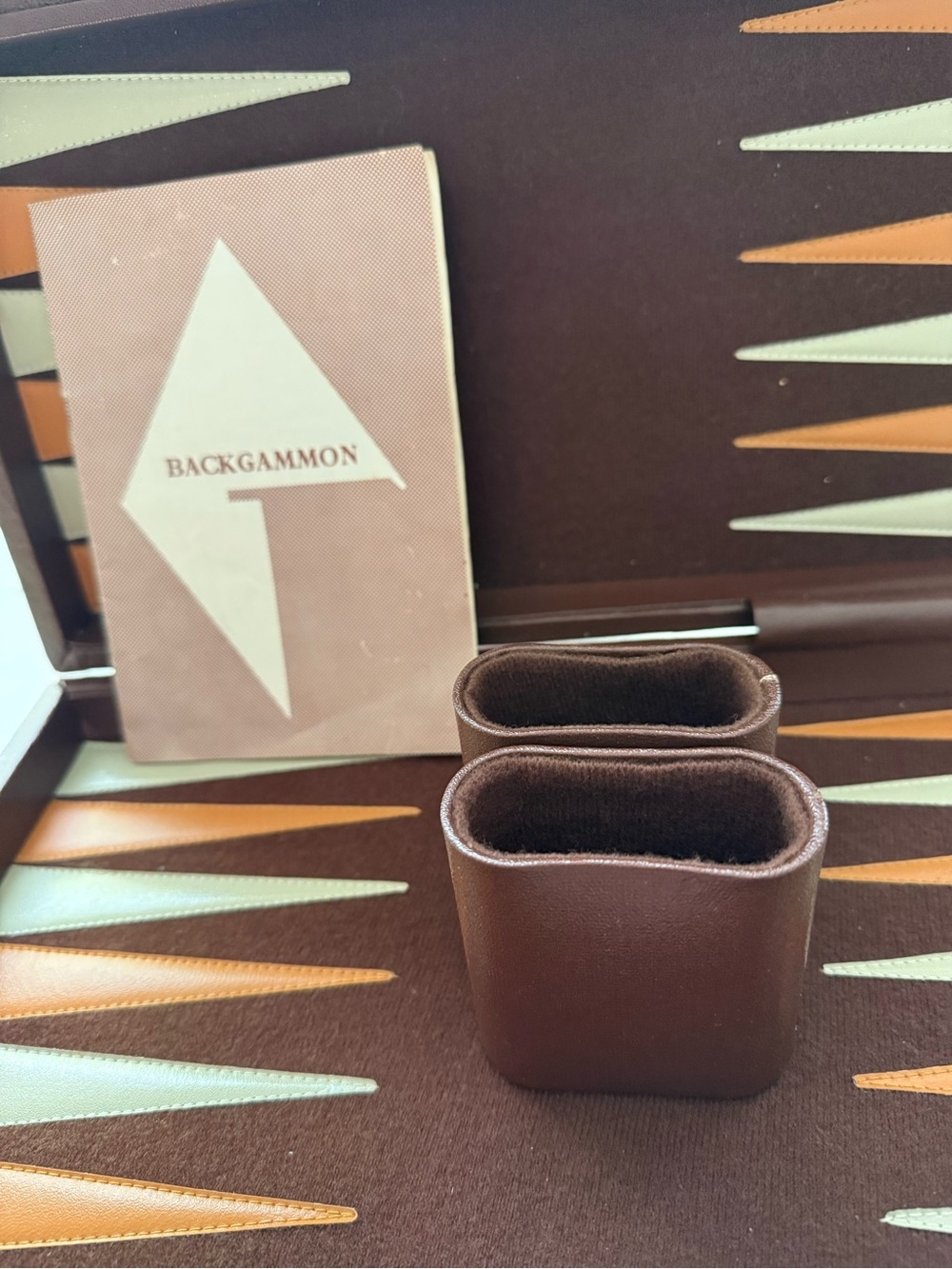Vintage Backgammon Game Brown Leather Case Complete Original Instructions Great - Picture 2 of 12
